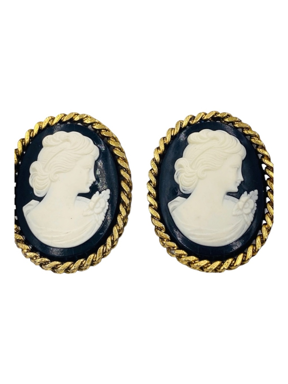 Enormous Jay Feinberg ( Strongwater) Cameo Clip Earrings